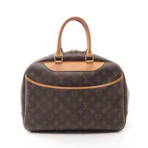 Louis Vuitton Deauville Bowling Vanity Handbag Leather Monogram Brown